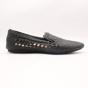 Birdies Starling Women's 8.5 Black Woven Loafers Flats Cushioned Faux Leather